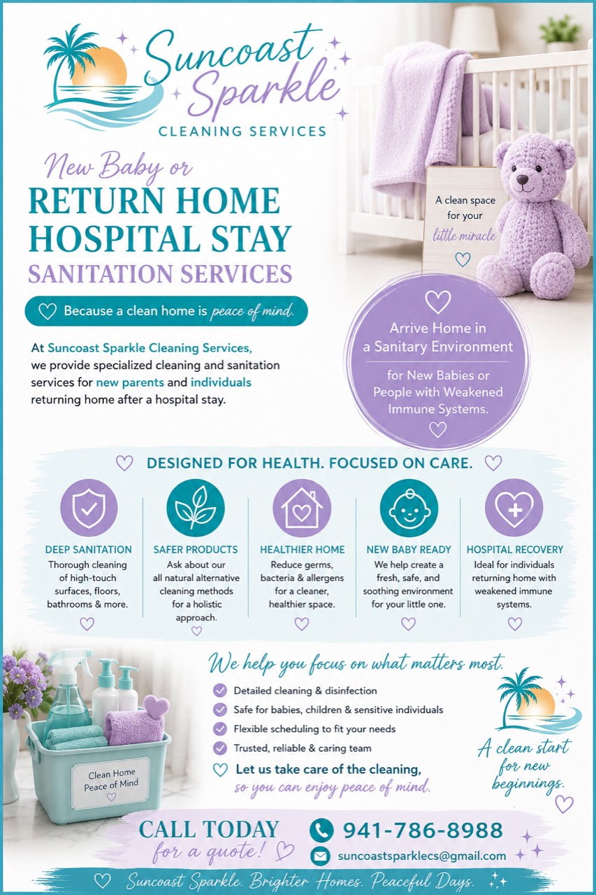 New baby and post-hospital cleaning flyer